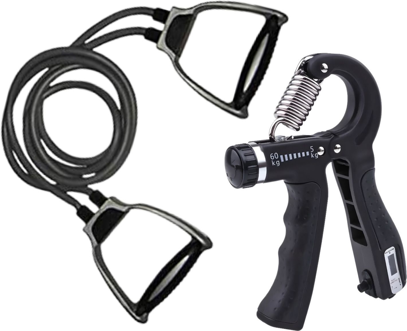 Combo Pack of Resistance Tube & Digital Counter Hand Grip Strenghner (5-60Kg) Fitness Accessory Kit Kit-image-47