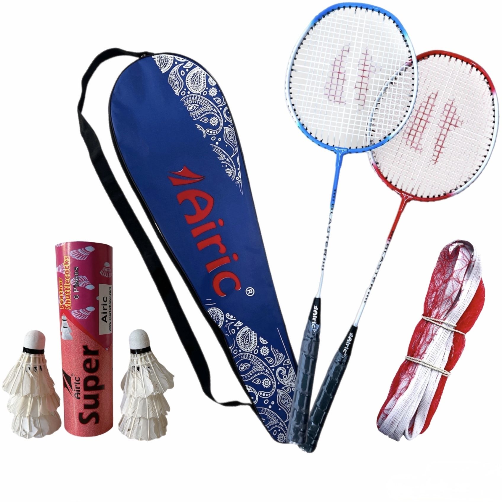 airic Isometric Blaster with 6 Premium Feather Shuttles, Net and Cover Badminton Kit-picture-23