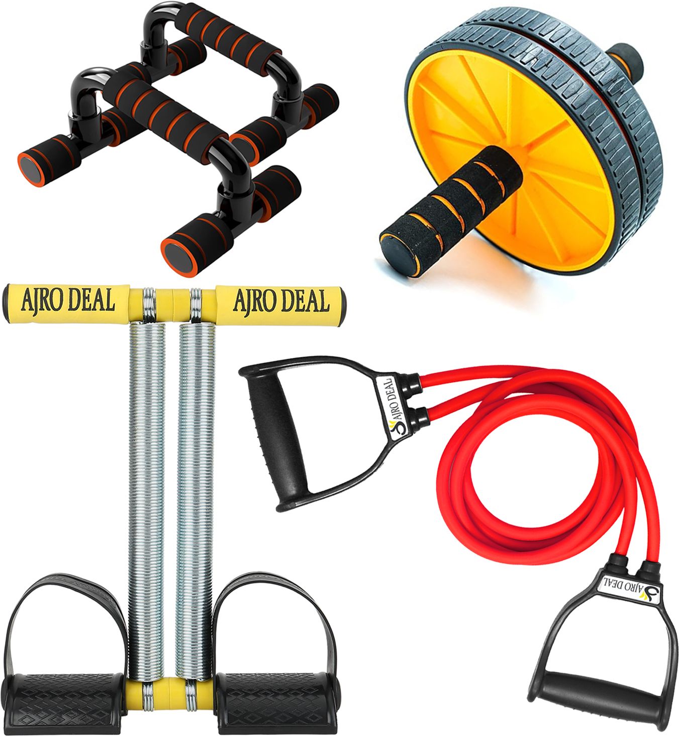 4-in-1 Home Gym Combo Push-Up Bars, Abs Roller, Tummy Trimmer & Resistance Tube Fitness Accessory Kit Kit-image-28