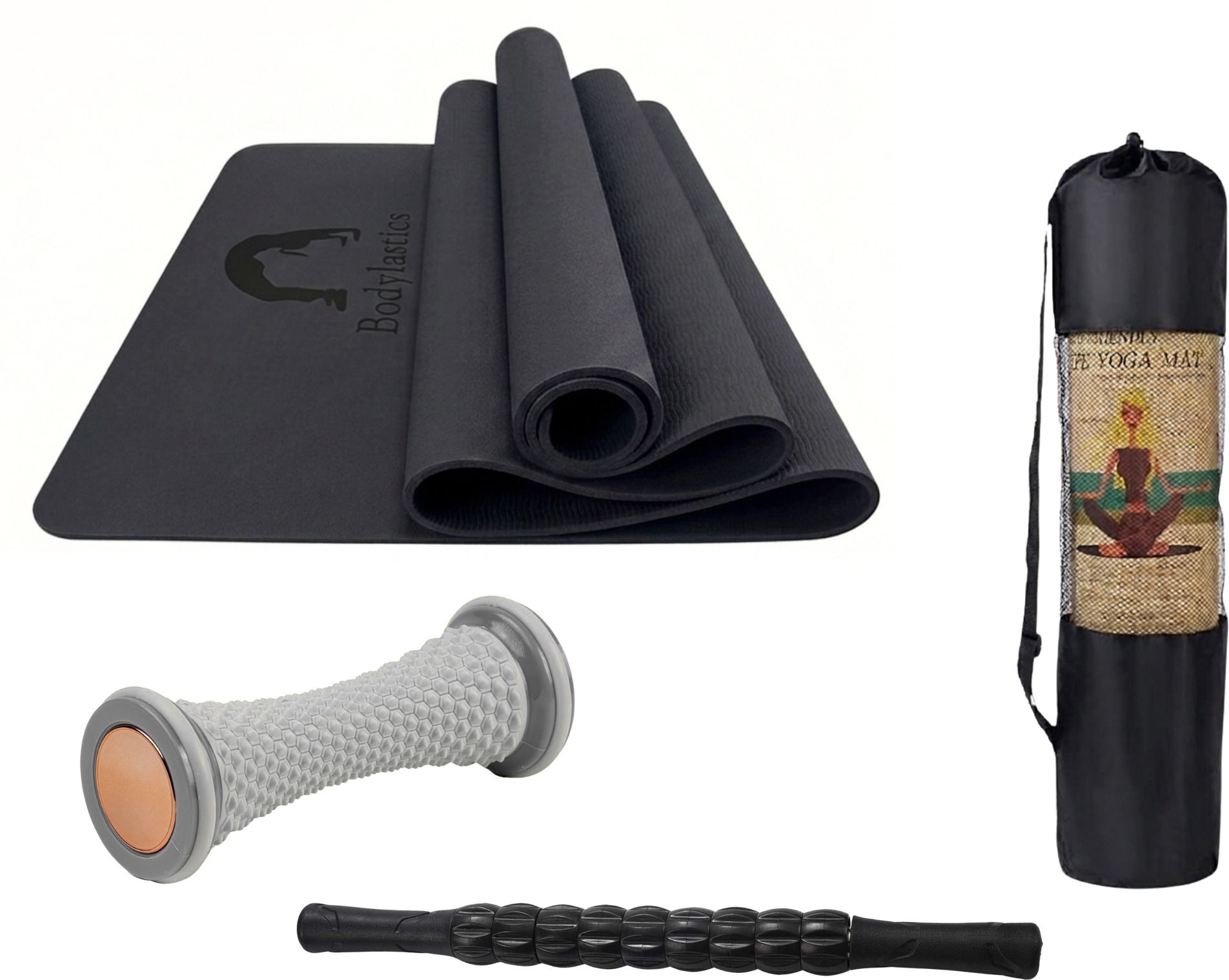 Yoga Mat/Foot Roller/Massage Stick Kit Fitness Accessory Kit Kit-image-39