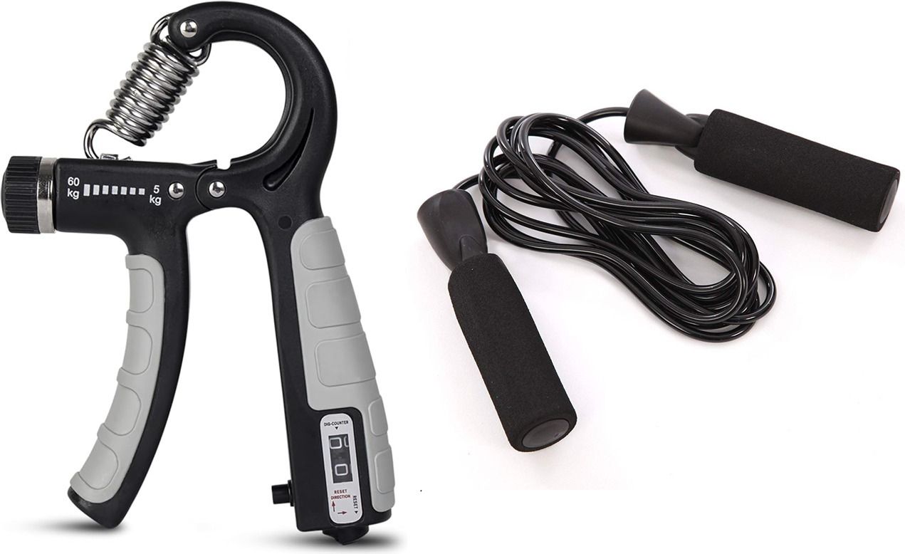 Combo of Counter Hand Gripper with Skipping Rope for Home & Gym Fitness Accessory Kit Kit-image-34