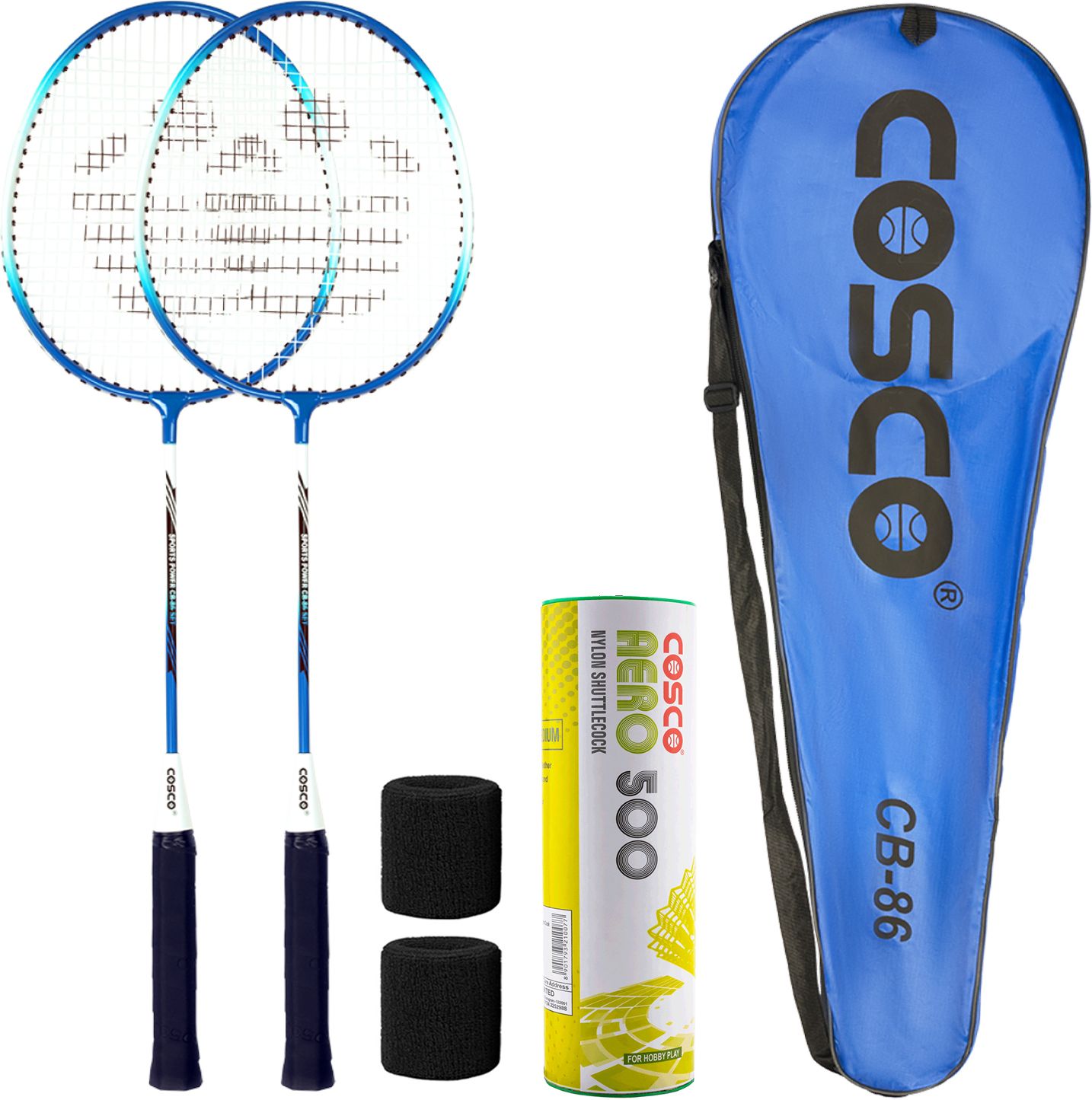 cb-86, 2 racquet, 6 piece nylon shuttle, racket combo set, band, aluminium frame Badminton Kit-image-20