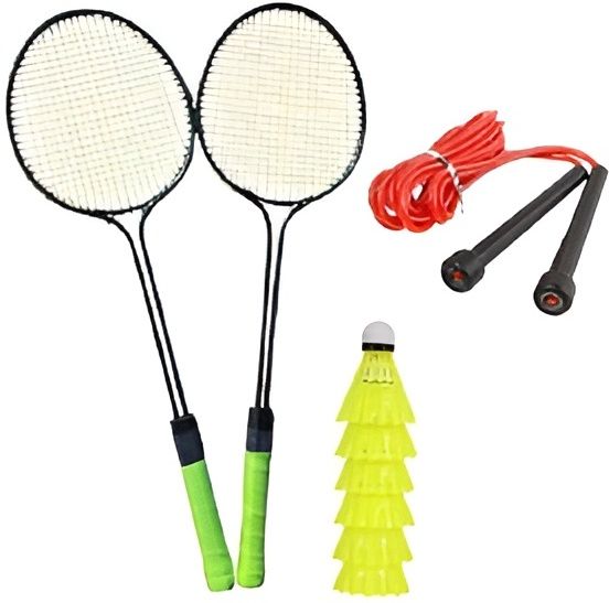 kickmixsports Badminton Raquet Set of 2pcs with 6pcs Nylon Shuttles 1 Skipping Rope Badminton Kit-picture-23