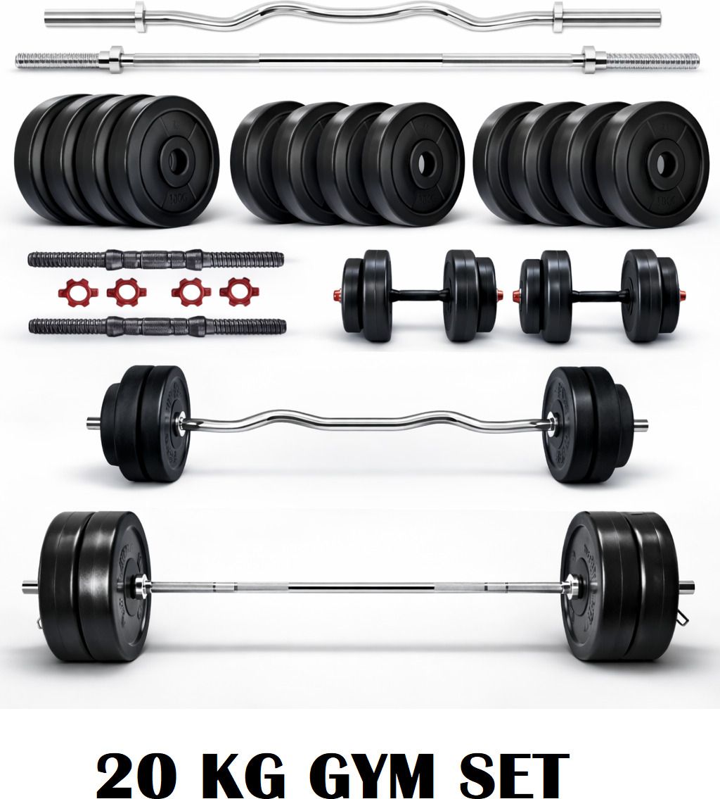 FITNESS KIT+ 3Ft.(Straight + Curl) BARBELL & FITNESS- BEST EXERCISE Fitness Accessory Kit Kit