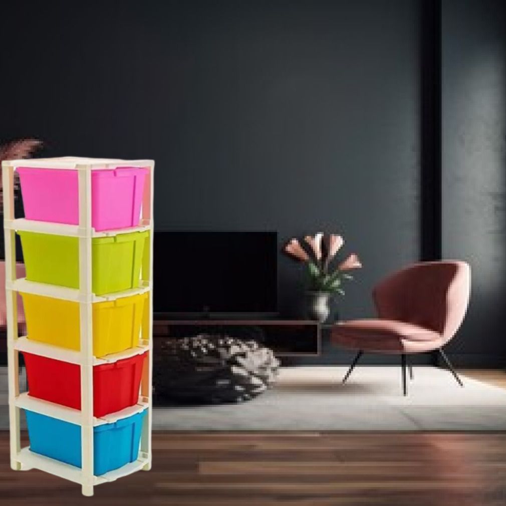 maxtid 5 Layer Multicolor Plastic Modular Drawer for Free Standing Any Place Plastic Kitchen Trolley-picture-35