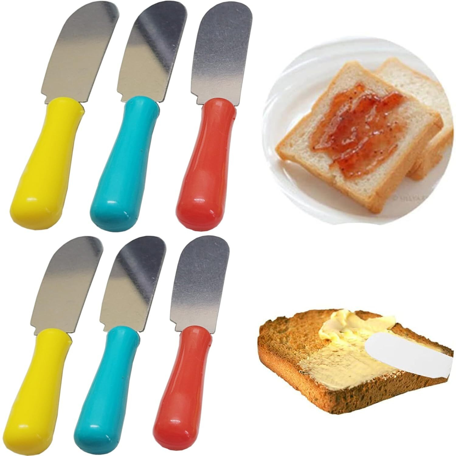 hapani Multipurpose Lightweight Small Butter Knife Spreader with Plastic Handle Stainless Steel Butter Spreader Set image 1