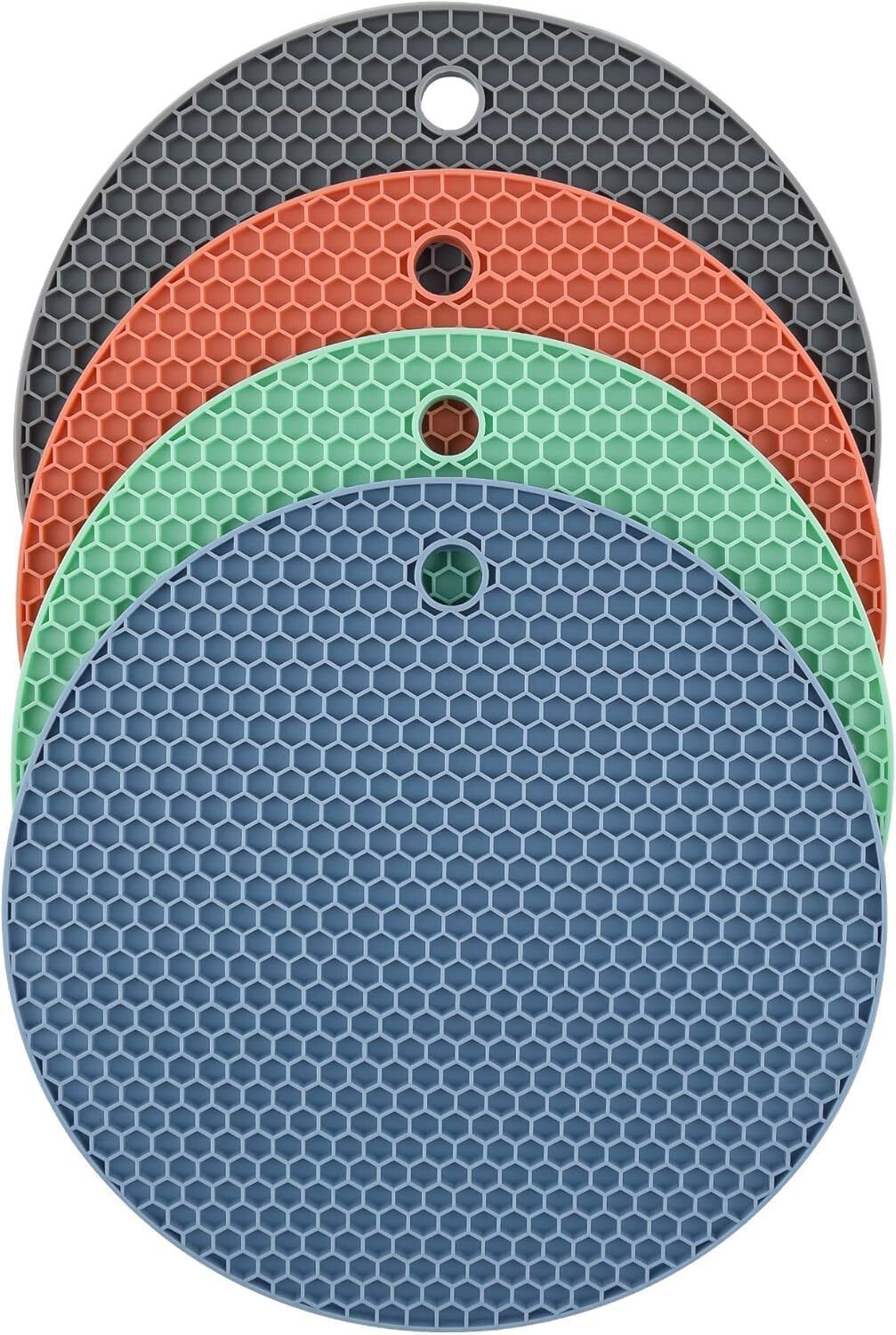 Silicone Trivet Mat Set of 4 | Heat Resistant Honeycomb Pot Holder Non-Slip Trivet-image-47