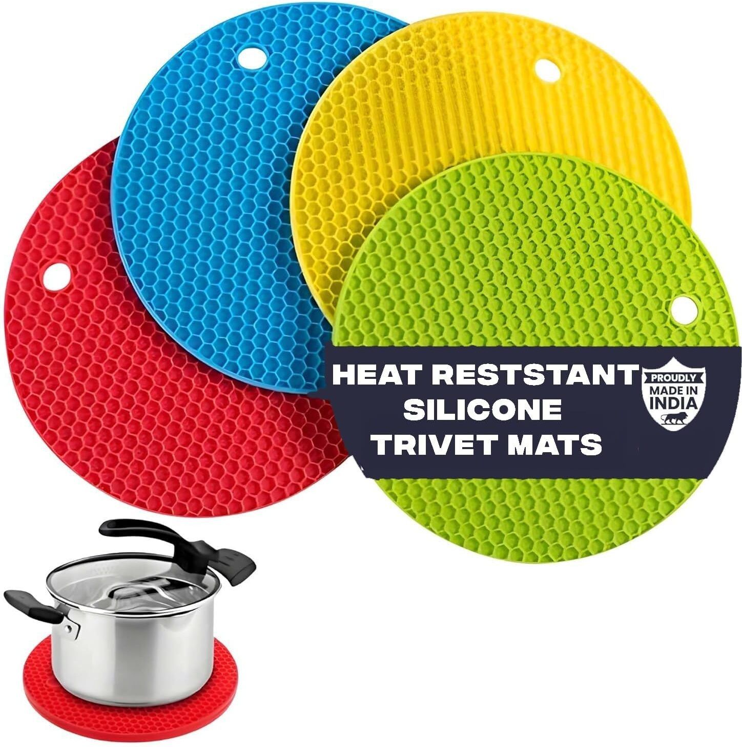 shivalik hotmat regular color Premium Textured Honeycomb Surface Trivet-picture-11