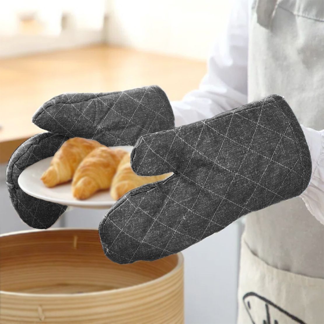oasis Black Cotton Kitchen Linen Set-picture-10
