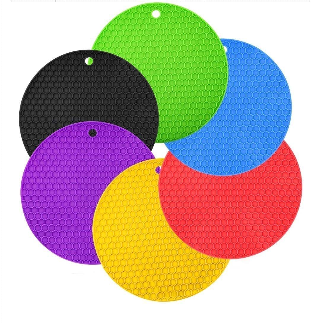 Silicon Kitchen Linen Set/Round Table Placemat Kitchen Insulation Anti-Slip Coasters Dining Mat finish Silicone Trivet-image-27