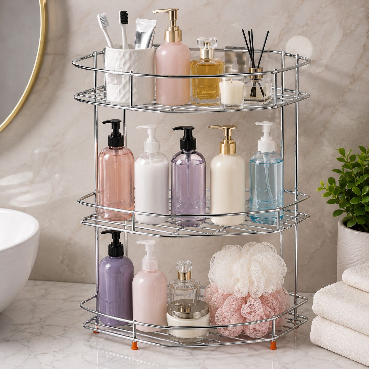 chromeplus Containers Kitchen Rack Stainless Steel 3-Tier Storage Shelf Rack, Dish Stand for Kitchen Steel-picture-14