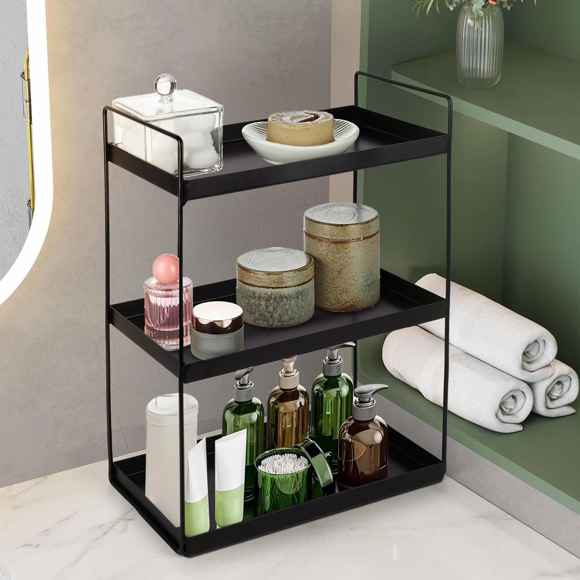 Containers Kitchen Rack bathroom rack 3 tier black Cast Iron-image-37