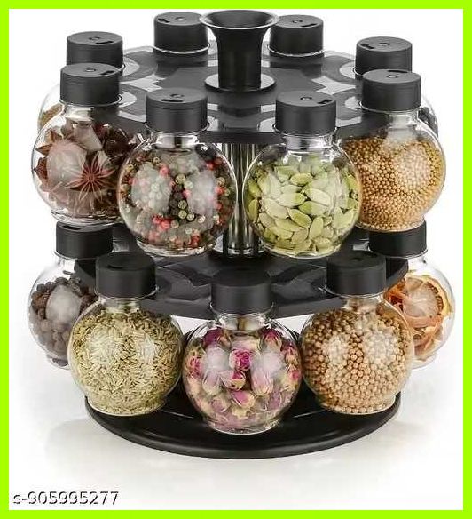 pipasa Dish Drainer Kitchen Rack 360 Degree Revolving Round Shape Transparent Spice Rack, 89 Plastic-picture-26