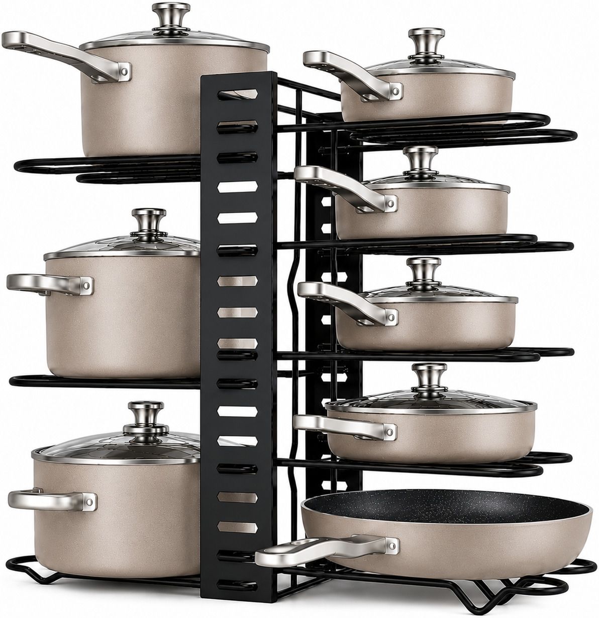 Utensil Kitchen Rack Multi-Level Cookware Organizer Rack for Pots Pans and Lids Iron-image-30