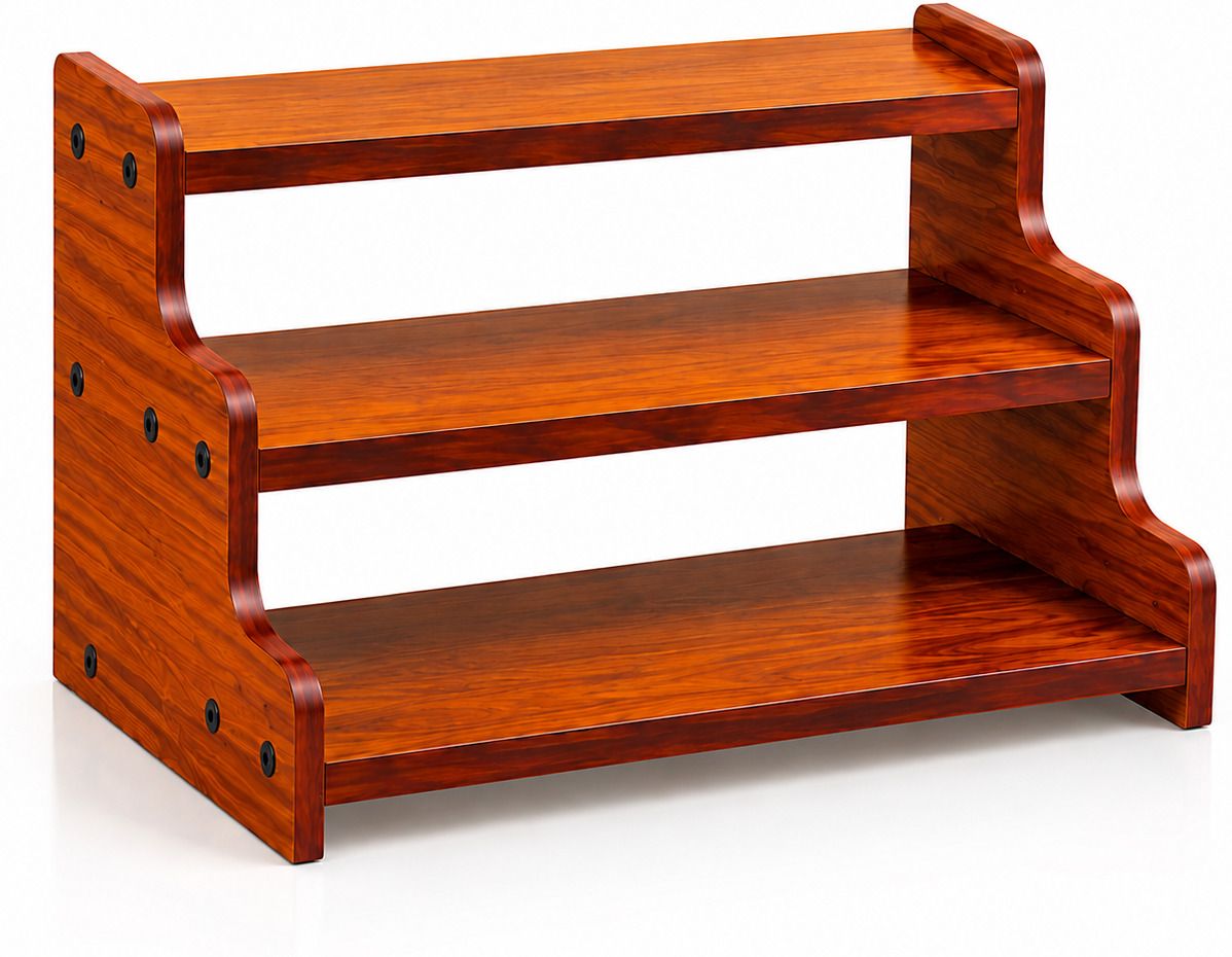 Containers Kitchen Rack Premium 3 Tier Wooden Spice Rack | Kitchen Countertop Organizer Shelf(brown) Wood-image-5