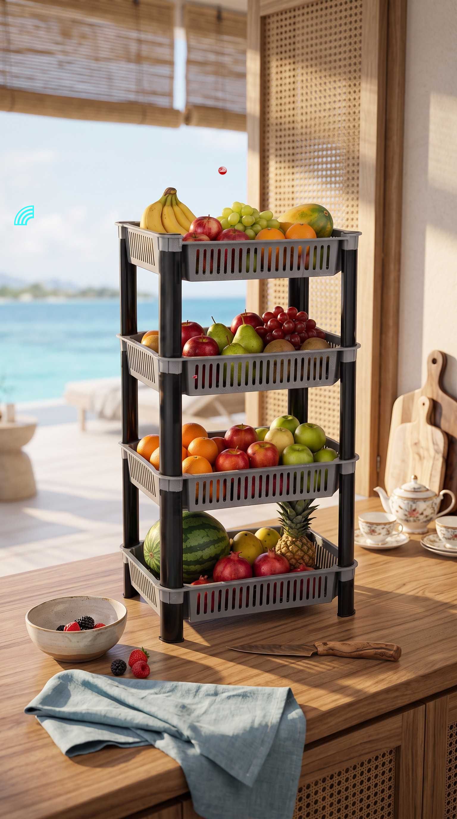 Dish Drainer Kitchen Rack vegetable rack 32 layer grey for multipurpose use Plastic-image-43