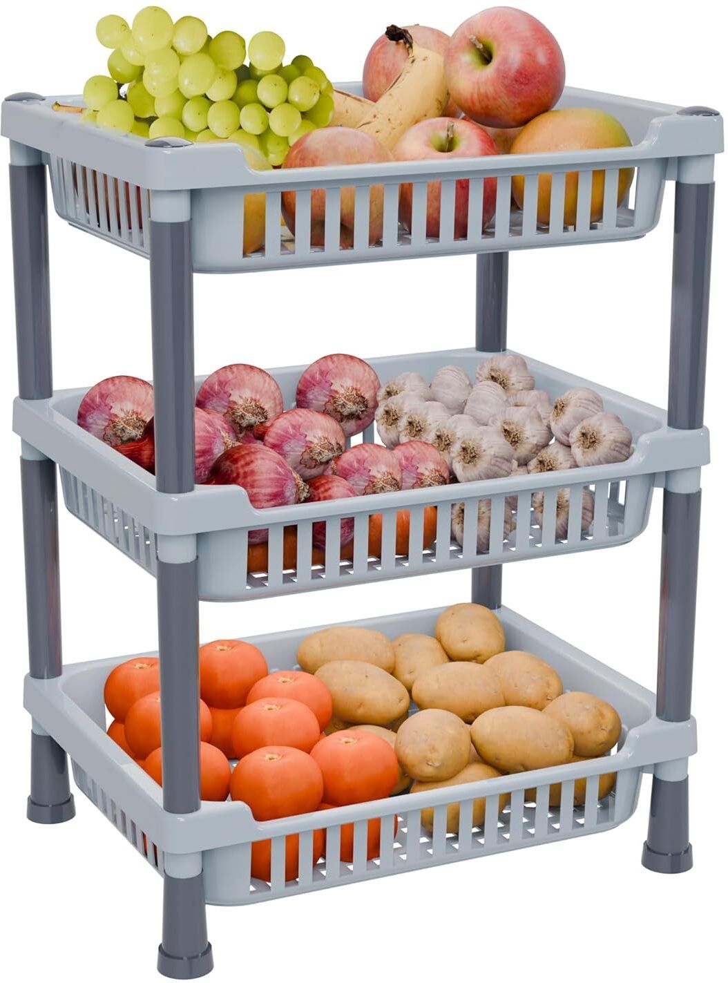 genx 3 Layer Multipurpose Storage Rack Polypropylene, Plastic Kitchen Trolley-picture-12