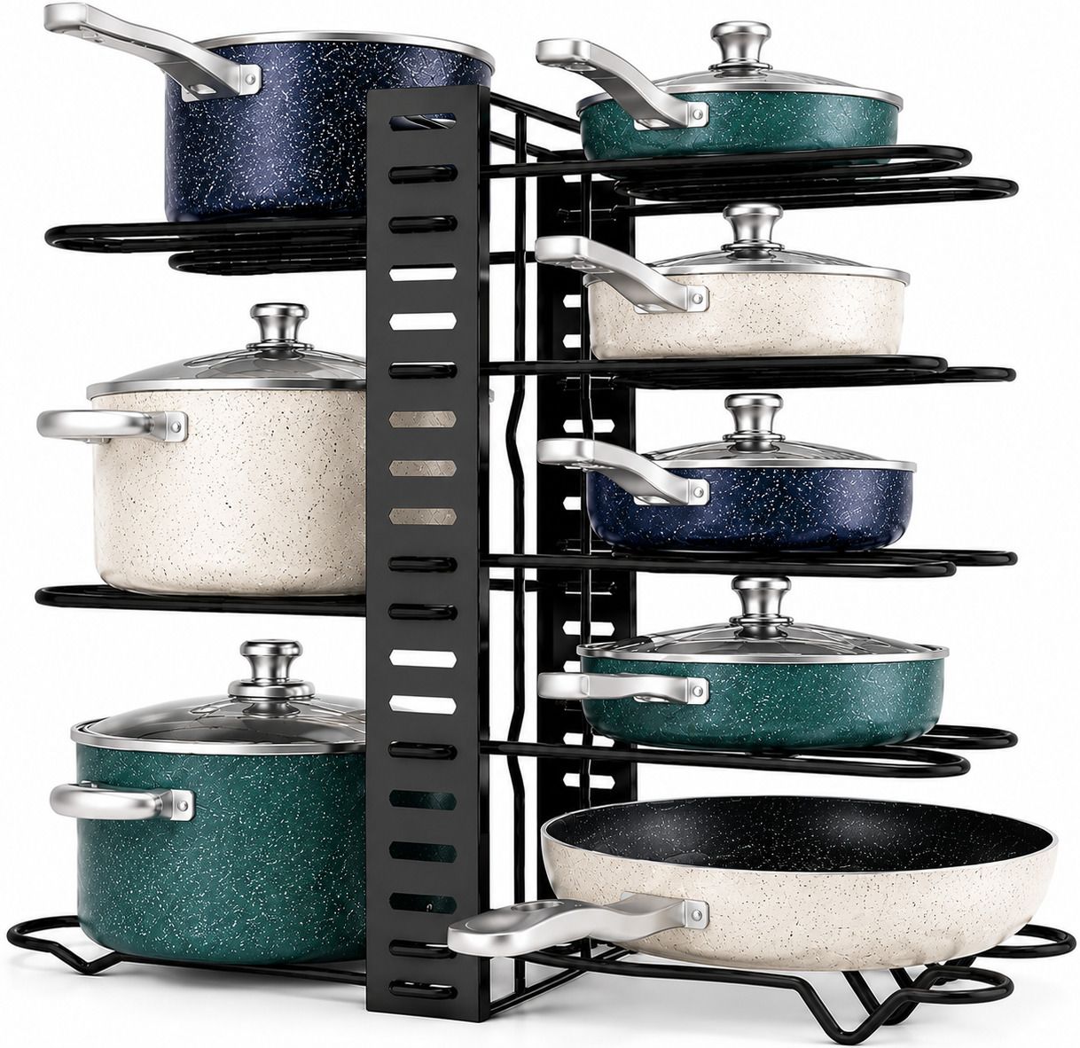 Utensil Kitchen Rack 8-Level Adjustable Pot and Pan Storage Rack for Kitchen Cabinet Iron-image-11