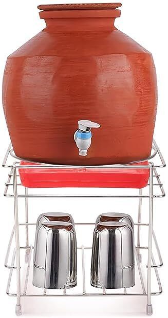 cr18 collection Containers Kitchen Rack Stainless Steel Heavy Matka Stand with Tray Holder Steel-picture-41