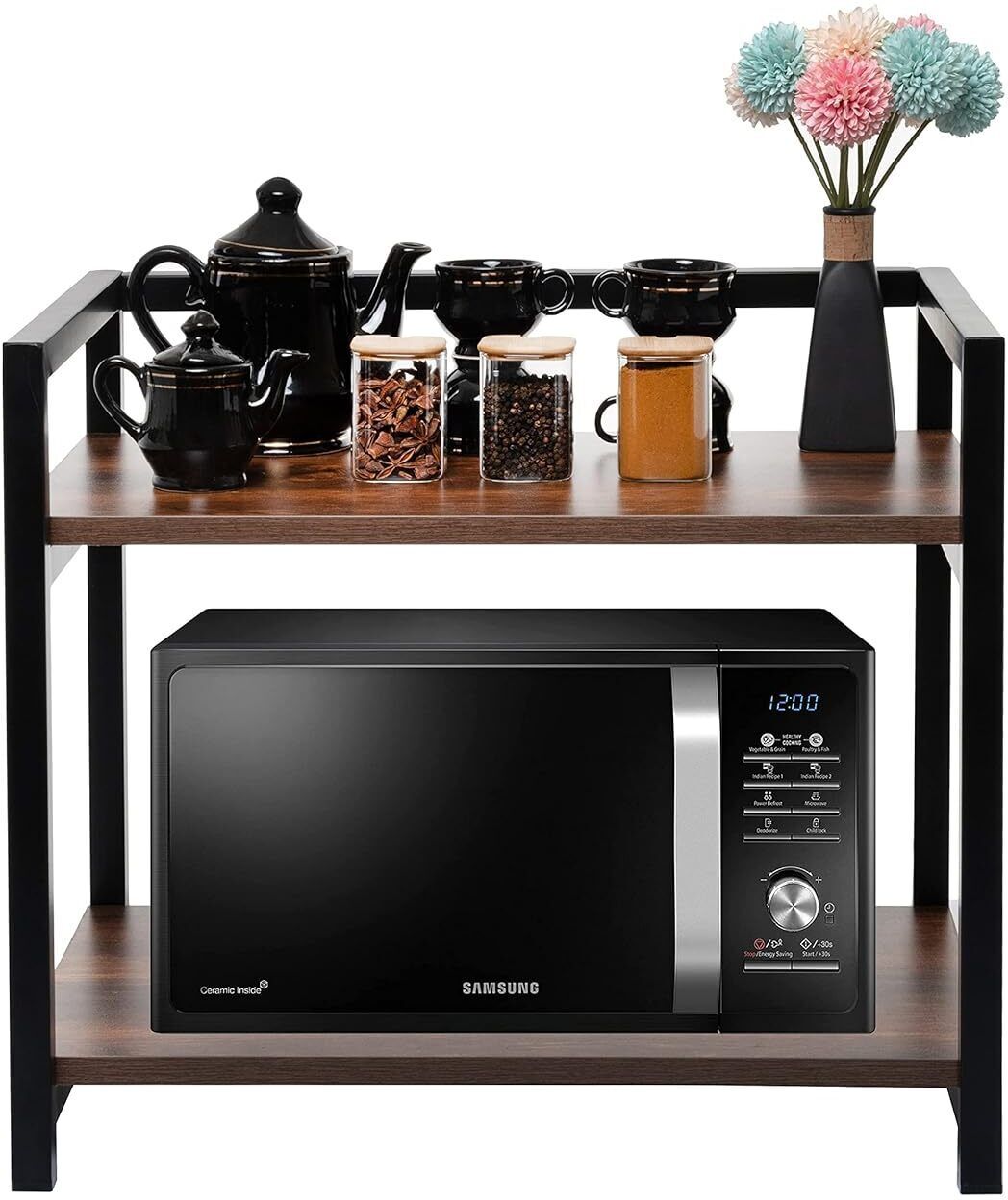 Dish Drainer Kitchen Rack 3-Layer Microwave Stand, OTG Stand, Microwave Oven Rack, Kitchen Storage Shelf Wood-image-47