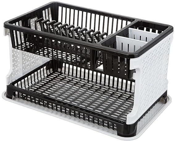 Dish Drainer Kitchen Rack 2 Tier Dish Drying Rack with Cutlery Holder Plastic Kitchen Organizer Plastic-image-28
