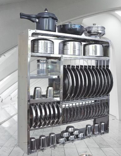 fest Utensil Kitchen Rack Utensil Kitchen Rack Steel Wall Mounted Dish Rack (39*36) Steel-picture-20