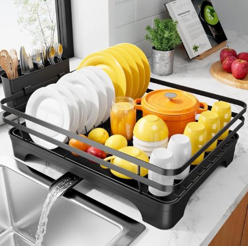 drivakrisha Dish Drainer Kitchen Rack Dish Drainer Kitchen Rack Steel WITH BLACK TRAY Steel-picture-21