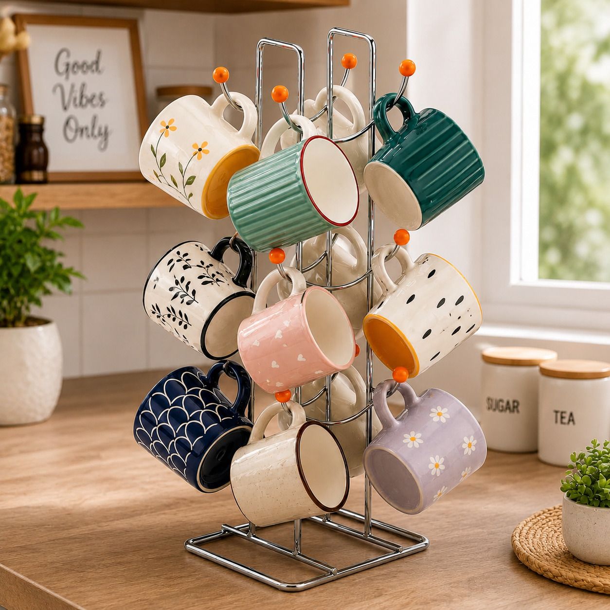 Cup Kitchen Rack Stainless Steel Smile Shape Cup Stand for Kitchnn, Dinning Table Cup Stand Steel-image-34