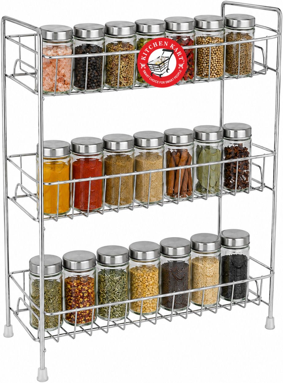 Containers Kitchen Rack 3 Tier Stainless Steel Kitchen Organizer Rack Tool Free Assembly Steel-image-39