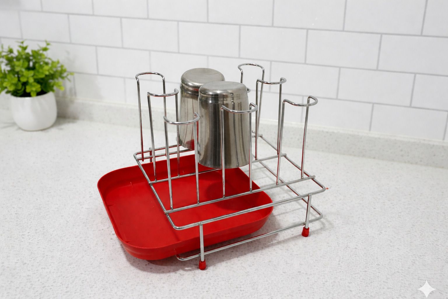 Glass Drainer Stand with Tray | Steel Cup Mug Holder & Glass Drying Rack Stainless Steel Glass Holder