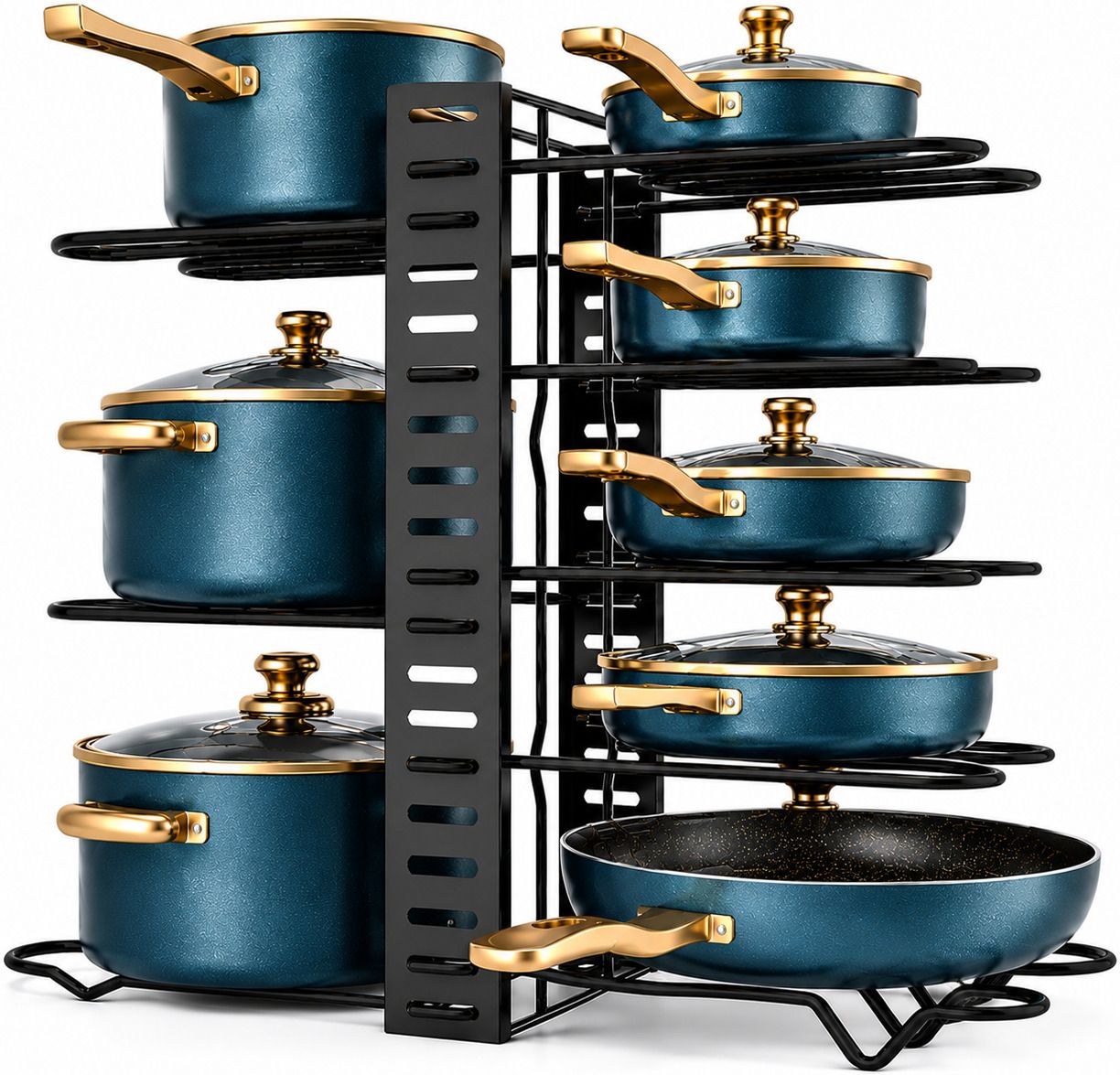 avyora Utensil Kitchen Rack Kitchen Cookware Organizer Rack for Pots Pans Skillets Lids Iron-picture-25