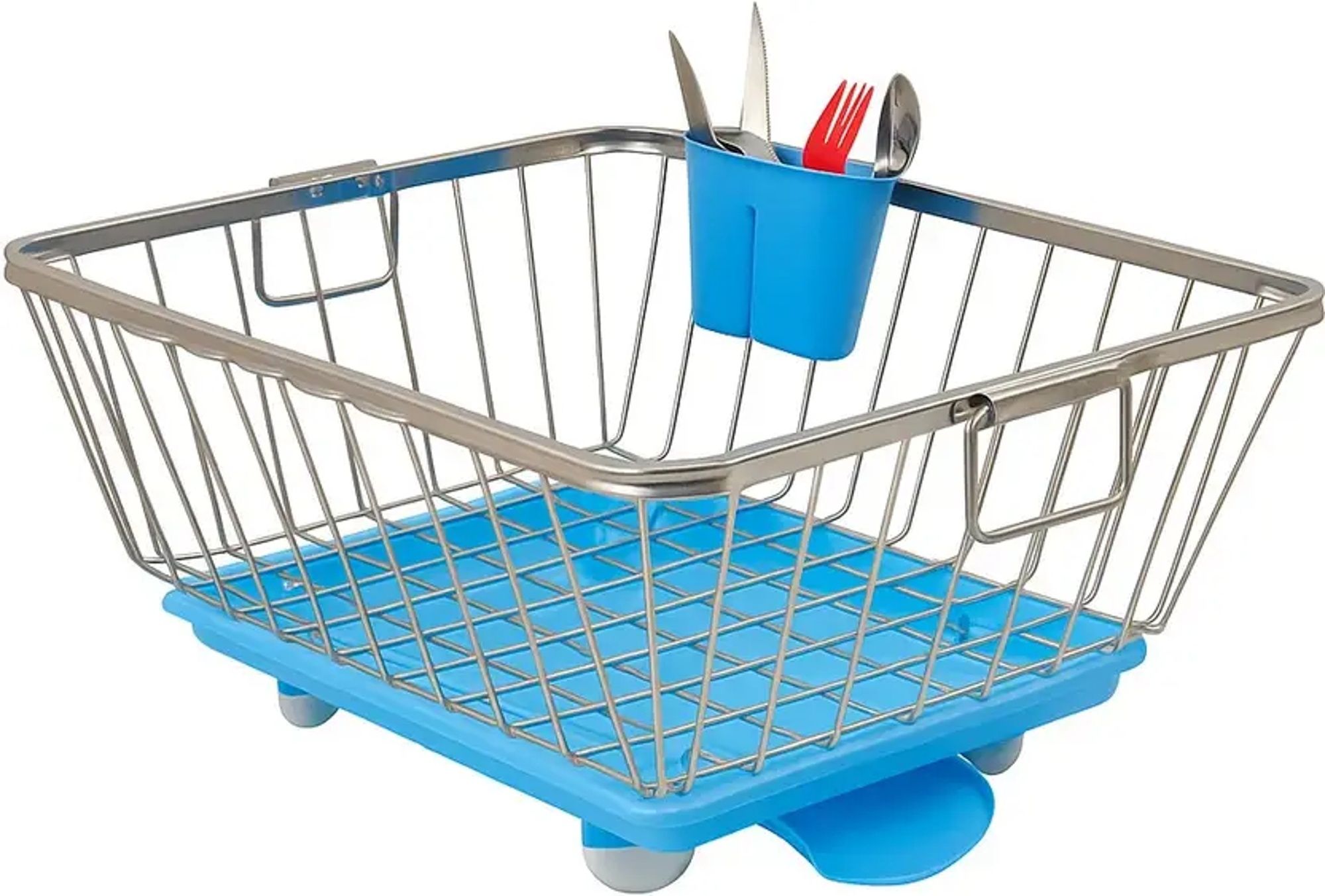 Dish Drainer Kitchen Rack Stainless Steel Dish Rack with Plastic Drainer/Utensil Basket Steel-image-23
