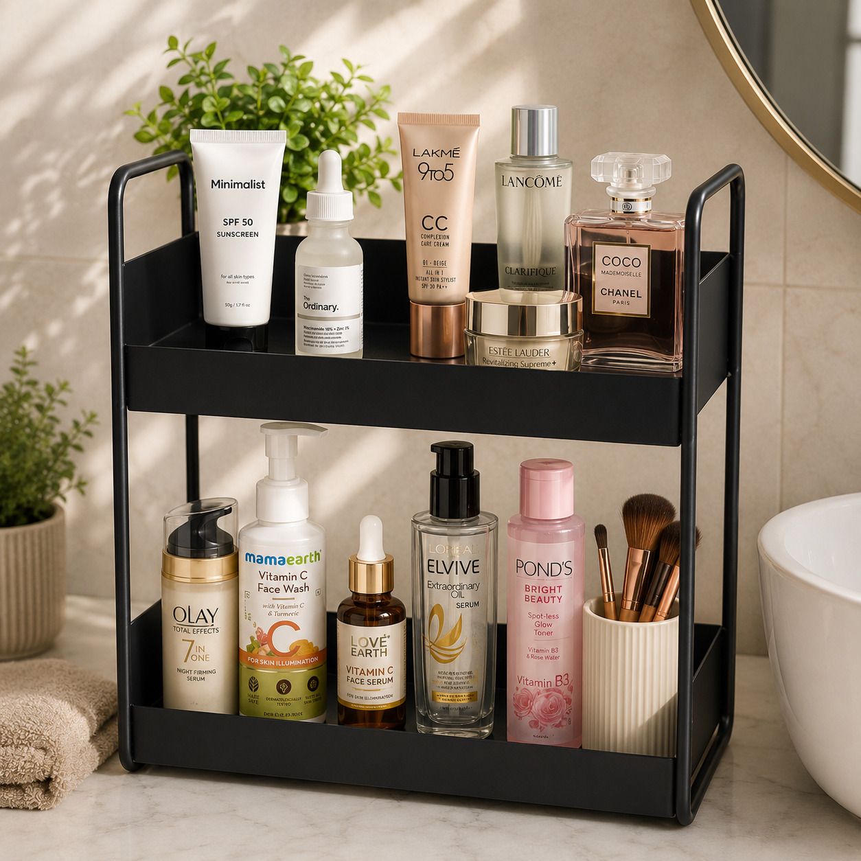 Containers Kitchen Rack 2-Tier Metal Standing Spice Rack & Multipurpose Organizer Iron-image-40