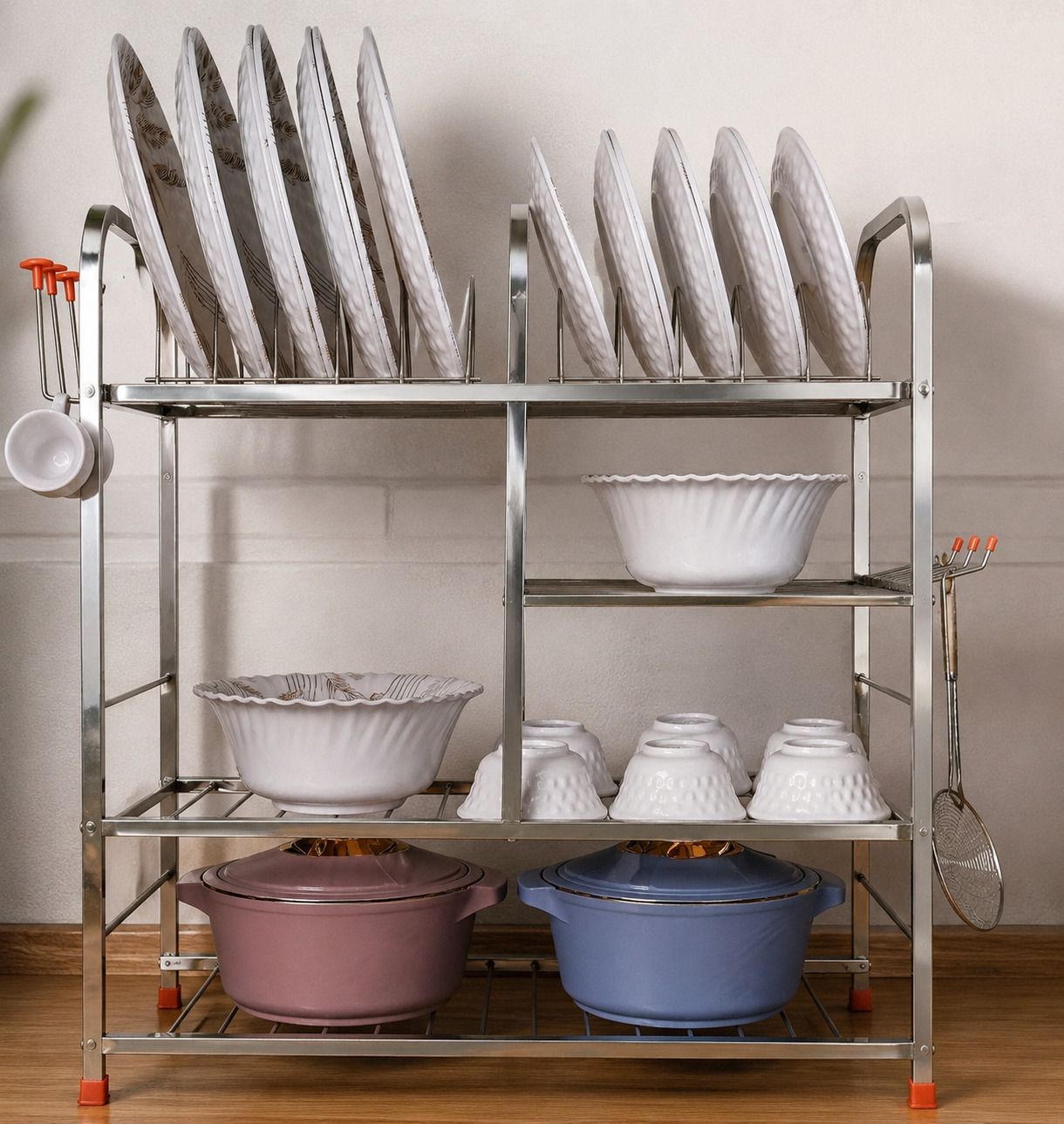 Utensil Kitchen Rack Modular Kitchen Steel Rack 24 x 24 Inches | Wall Mount Utensil & Dish Organizer Steel-image-14