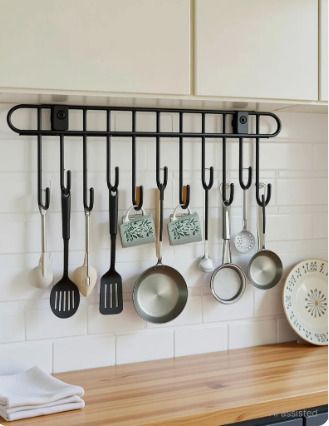 Utensil Kitchen Rack Kitchen Utensil hanger/door hanger/ kitchen wall mounted stand with 11 Hooks Steel-image-27