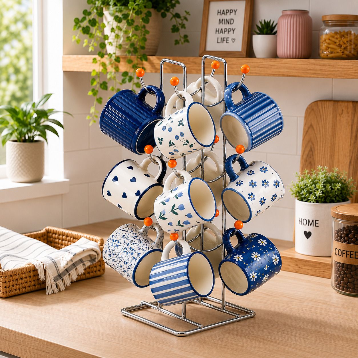 Cup Kitchen Rack Smile Shape Cup Stand Pieces Coffee Cup Holder for Kitchen/ Tea Cup Holder Steel-image-13