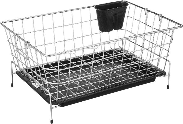 Utensil Kitchen Rack Dish Drainer Rack Stainless steel Dish Drainer Basket With 1 Spoon Holder Steel-image-45
