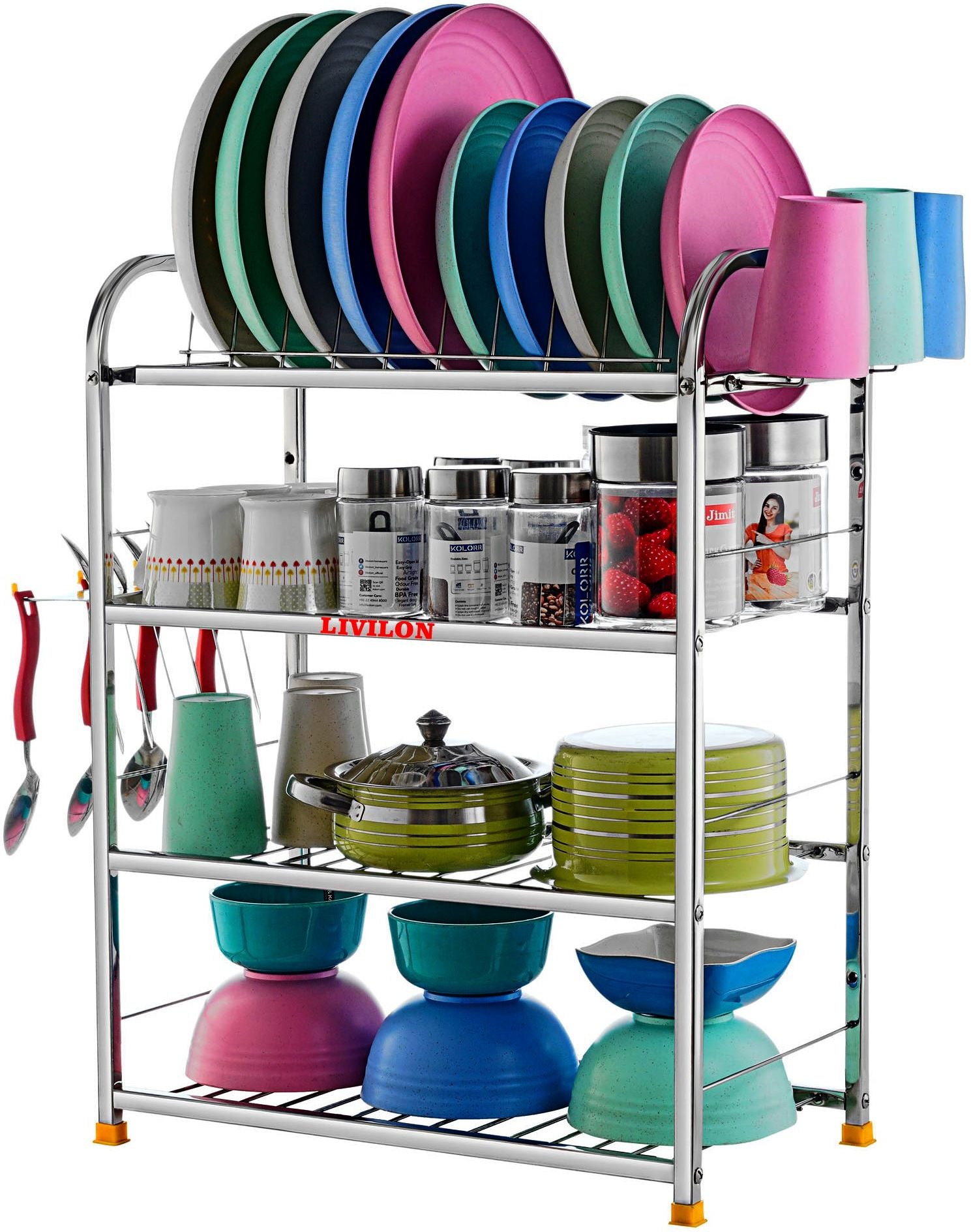 Utensil Kitchen Rack 24 x18 Inches Kitchen Dish Rack / Plate Cutlery Stand / Modern Kitchen Stand Steel-image-45