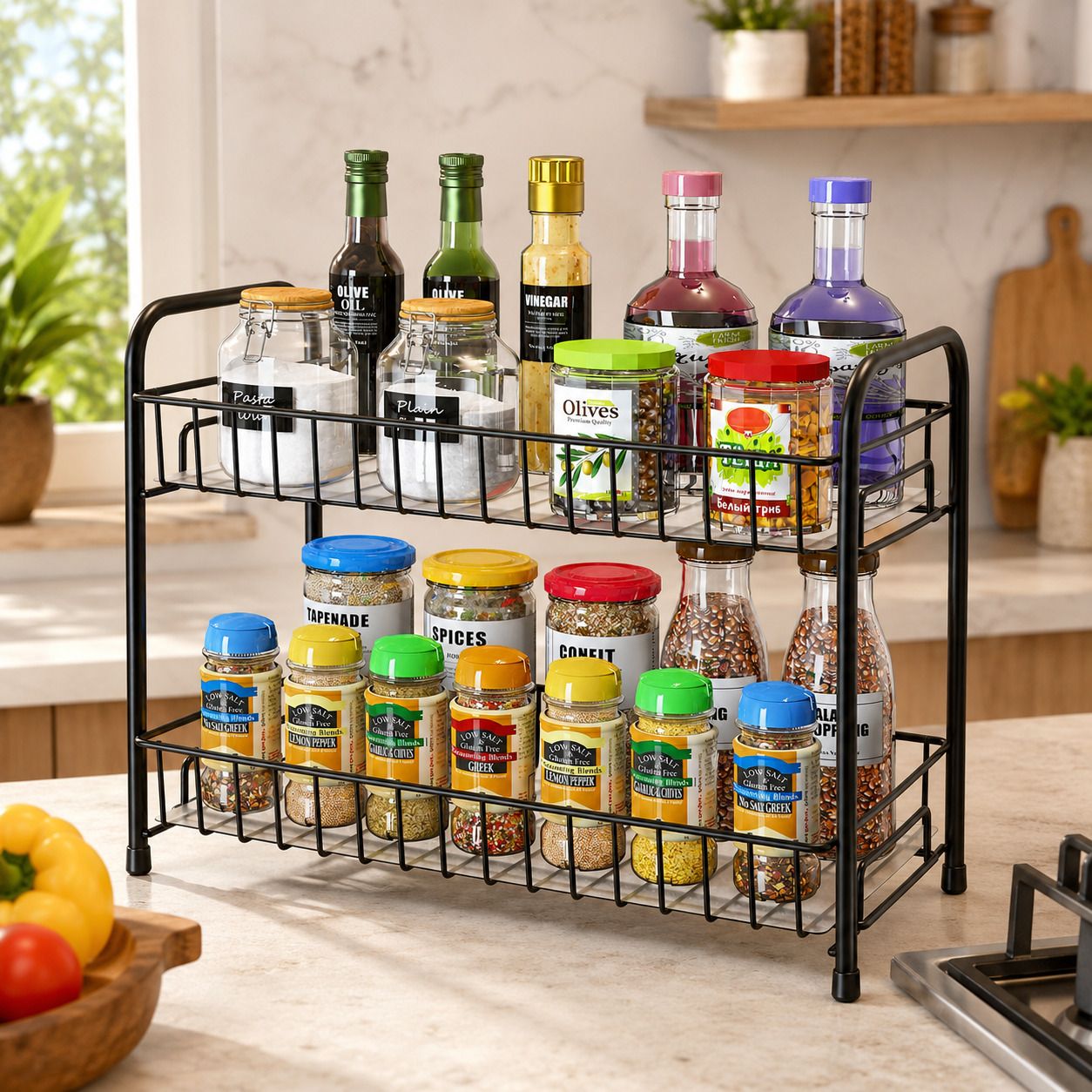 chromeplus Containers Kitchen Rack 2-Tier Countertop Rack for Cabinet, Bathroom Pantry Steel-picture-5