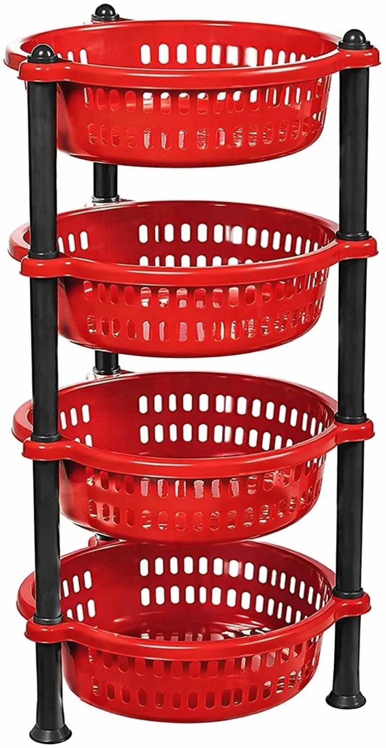 Fruits/Vegetables Kitchen Rack 4-Tier Multi-purpose Kitchen Trolley - Plastic Vegetable & Fruit Storage Rack Plastic-image-24