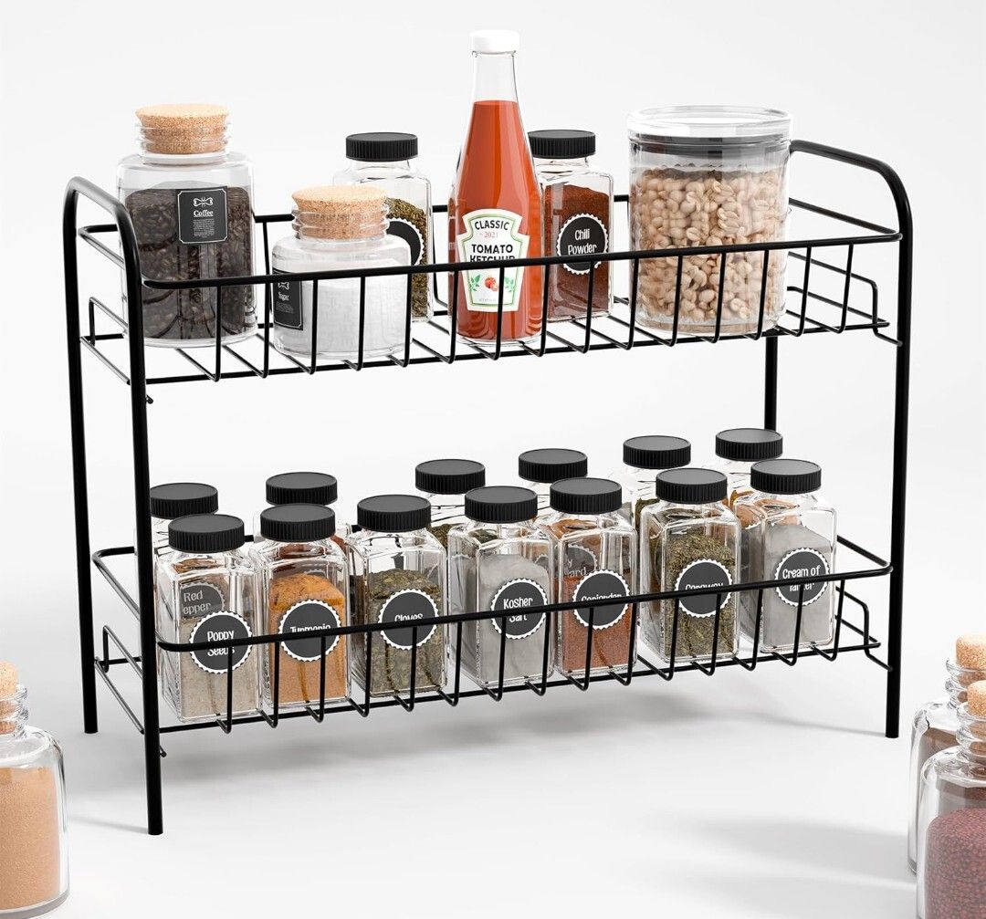 Multipurpose foldable 2 layer rack for kitchen and bathroom Plastic, Steel Kitchen Trolley