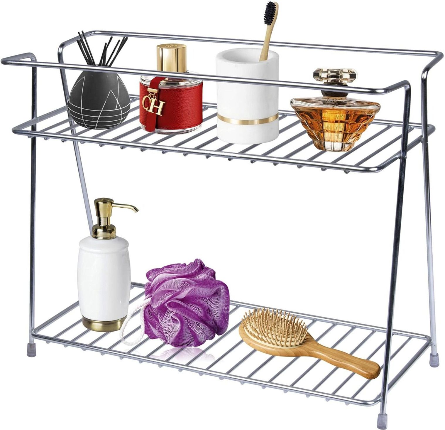 kickart Utensil Kitchen Rack 2-Tier Step rack Kitchen Spice Rack Utensil Holder Storage Organizer Steel-picture-11