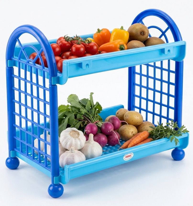 Fruits/Vegetables Kitchen Rack MINIKIDZ Fruits/Vegetables Kitchen Rack 2 Shelf Multipurpose Plastic-Blue Plastic-image-39