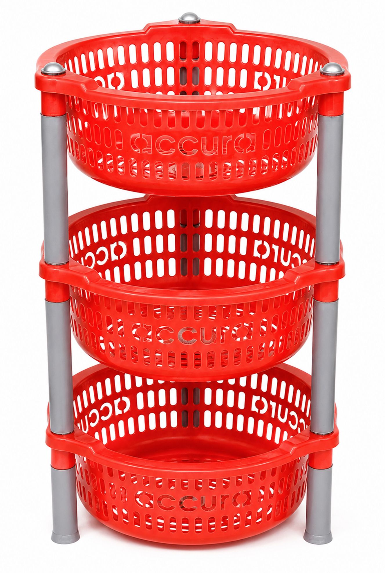 accura Fruits/Vegetables Kitchen Rack 3 Tier Plastic Storage Basket Organizer Stand for Kitchen & Bathroom (Red) Plastic-picture-39