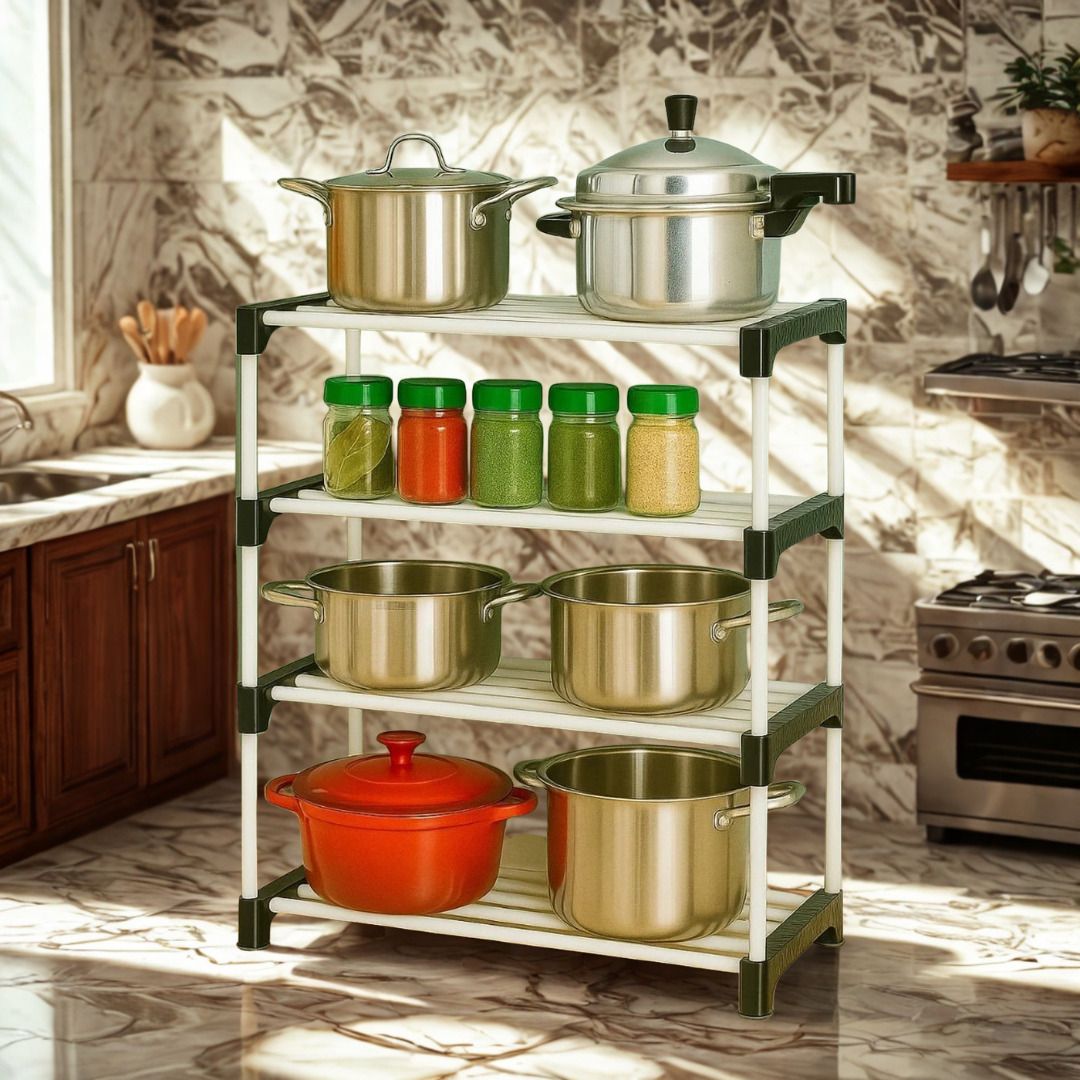 kaiser store Plate Kitchen Rack 4 Tier Multipurpose Kitchen Rack Plastic Storage Organizer Shelf Plastic-picture-13