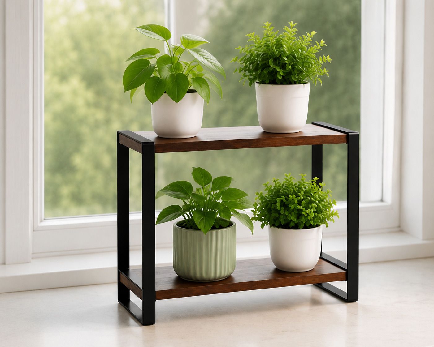 sakib akhlak Utensil Kitchen Rack 2-Tier Wooden & Metal Plant Stand / Multipurpose Display Rack Wood, Iron-picture-33