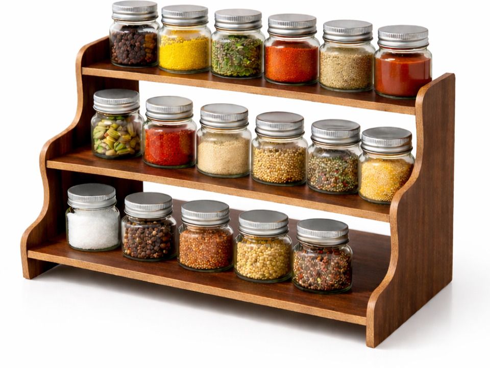 Containers Kitchen Rack Wooden 3 Tier Kitchen Spice Rack Organizer Wood-image-46