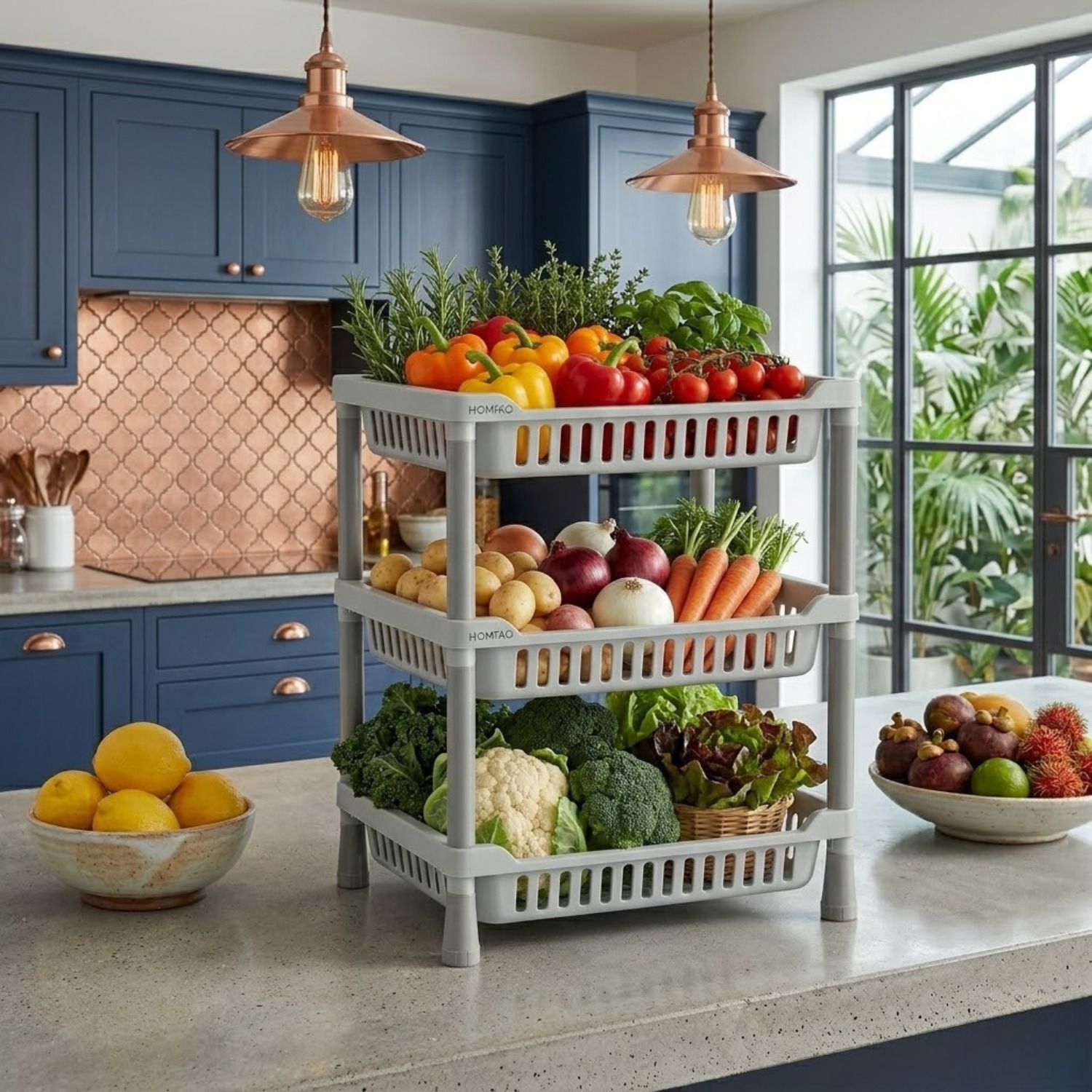 homixo Kitchen Rack 3 Layer Storage Shelf Organizer for Home & Kitchen Storage Plastic Kitchen Trolley-picture-19
