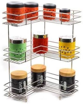 Utensil Kitchen Rack Stainless Steel 3 Tier Kitchen Rack, Storage Shelf Rack, 3 Layer Storage Rack Steel-image-49