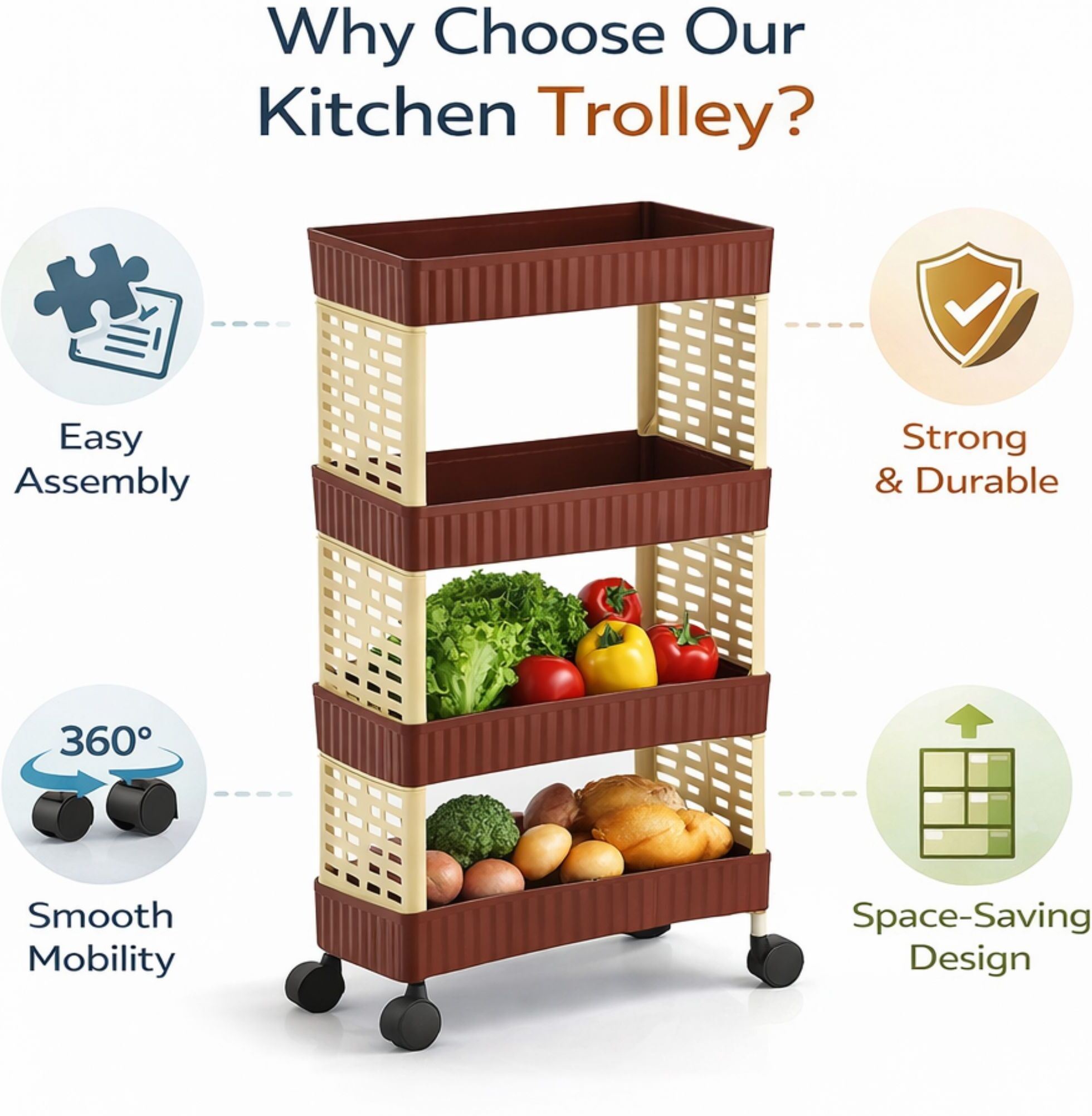 dhriyam STYLISH KITCHEN TROLLEY Plastic Kitchen Trolley-picture-19